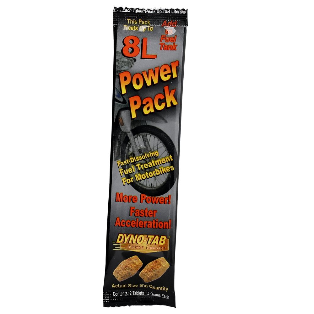 Dyno-tab® 8L Power Pack Octane Booster – 45438 - for Gasoline Bikes and Motorcycles ONLY | 2-Tablets Pouch | 1 Tablet Treats 4 Liters