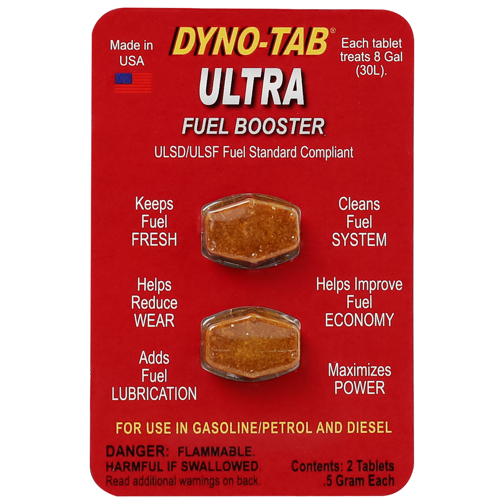 Dyno-tab® ULTRA Fuel Booster – 45727 - for Gasoline & Diesel Engines | 2-Tablet Card | 1 Tablet Treats 30 Liters