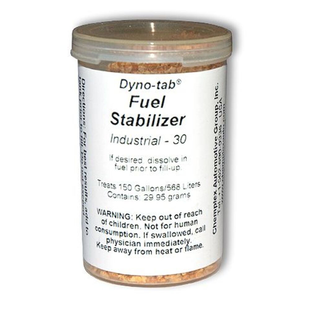 Dyno-tab® Fuel Stabilizer 30-gram Vial 64030 - Fleet & Industrial For gasoline & diesel
 Treats 568 Liters